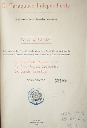 El Paraguayo Independiente : 1845-abril 26 - setiembre 18-1852