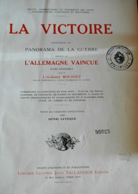 La victoire : supplément au panorama de la Guerre : précédé de l´Allemagne vaincue