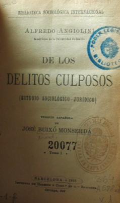 De los delitos culposos : (estudio sociológico-jurídico)