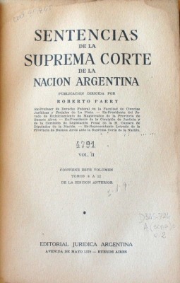 Sentencias de la Suprema Corte de la Nación Argentina
