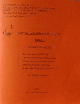 Manual de legislación láctea