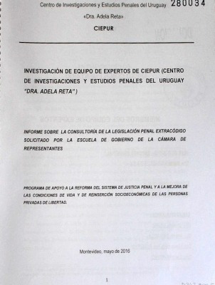 Informe sobre la consultoría de la legislación penal extracódigo solicitado por la Escuela de Gobierno de la Cámara de Representantes