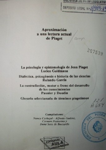 Aproximación a una lectura actual de Piaget