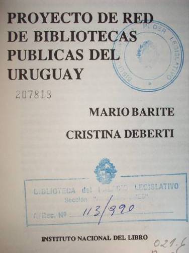 Proyecto de red de Bibliotecas Públicas del Uruguay
