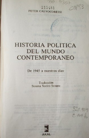 Historia política del mundo contemporáneo : de 1945 a nuestros días