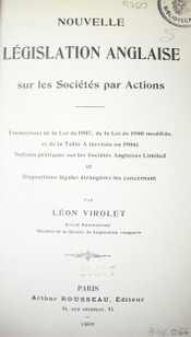 Nouvelle législation anglaise sur les sociétés par actions