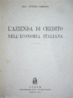 L'Azienda di Credito nell'economia italiana