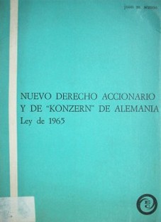 Nuevo derecho accionario y de "Konzern" de Alemania : Ley de 1965