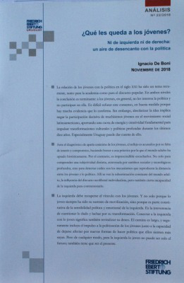 ¿Qué les queda a los jóvenes? : ni de izquierda ni de derecha : un aire de desencanto con la política