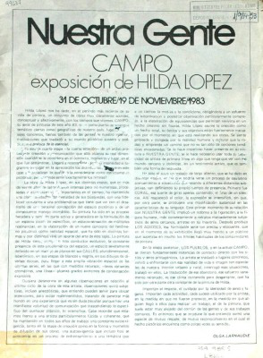 Nuestra gente : Campo : exposición de Hilda López