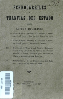 Ferrocarriles y tranvías del Estado : leyes y decretos